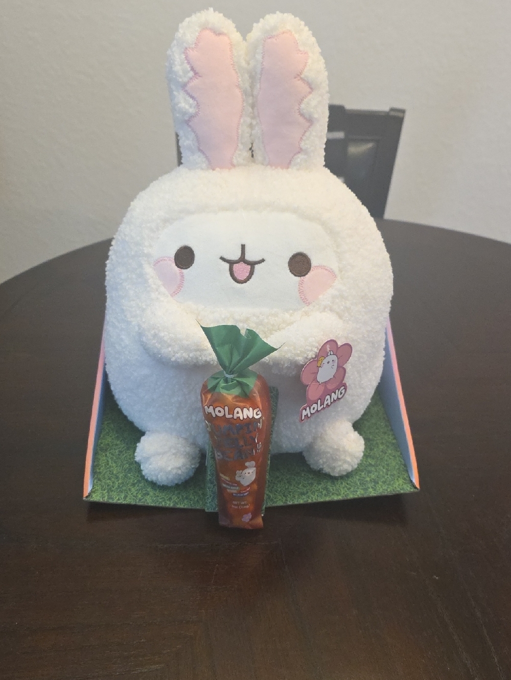 New! Molang Plush Bunny - White with Pink Accents